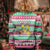 Merry Chickmas Christmas Kid Ugly Christmas Sweater with Yellow Cartoon Birds in Santa Hats and Red Green Snowflake Pattern - Wonder Print Shop