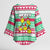 Merry Chickmas Christmas Kimono Sleeve Blouse with Yellow Cartoon Birds in Santa Hats and Red Green Snowflake Pattern - Wonder Print Shop