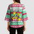 Merry Chickmas Christmas Kimono Sleeve Blouse with Yellow Cartoon Birds in Santa Hats and Red Green Snowflake Pattern - Wonder Print Shop