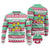 Merry Chickmas Christmas Ugly Christmas Sweater with Yellow Cartoon Birds in Santa Hats and Red Green Snowflake Pattern - Wonder Print Shop