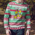 Merry Chickmas Christmas Ugly Christmas Sweater with Yellow Cartoon Birds in Santa Hats and Red Green Snowflake Pattern - Wonder Print Shop