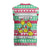 Merry Chickmas Christmas Knitted V-Neck Vest with Yellow Cartoon Birds in Santa Hats and Red Green Snowflake Pattern - Wonder Print Shop