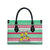 Merry Chickmas Christmas Leather Bag with Yellow Cartoon Birds in Santa Hats and Red Green Snowflake Pattern - Wonder Print Shop