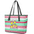 Merry Chickmas Christmas Leather Tote Bag with Yellow Cartoon Birds in Santa Hats and Red Green Snowflake Pattern - Wonder Print Shop