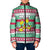 Merry Chickmas Christmas Padded Jacket with Yellow Cartoon Birds in Santa Hats and Red Green Snowflake Pattern - Wonder Print Shop