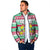 Merry Chickmas Christmas Padded Jacket with Yellow Cartoon Birds in Santa Hats and Red Green Snowflake Pattern - Wonder Print Shop