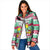 Merry Chickmas Christmas Padded Jacket with Yellow Cartoon Birds in Santa Hats and Red Green Snowflake Pattern - Wonder Print Shop