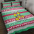 Merry Chickmas Christmas Quilt Bed Set with Yellow Cartoon Birds in Santa Hats and Red Green Snowflake Pattern - Wonder Print Shop