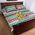 Merry Chickmas Christmas Quilt Bed Set with Yellow Cartoon Birds in Santa Hats and Red Green Snowflake Pattern - Wonder Print Shop