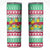 Merry Chickmas Christmas Skinny Tumbler with Yellow Cartoon Birds in Santa Hats and Red Green Snowflake Pattern - Wonder Print Shop