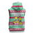 Merry Chickmas Christmas Sleeveless Hoodie with Yellow Cartoon Birds in Santa Hats and Red Green Snowflake Pattern - Wonder Print Shop