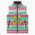 Merry Chickmas Christmas Sleeveless Puffer Jacket with Yellow Cartoon Birds in Santa Hats and Red Green Snowflake Pattern - Wonder Print Shop