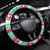 Merry Chickmas Christmas Steering Wheel Cover with Yellow Cartoon Birds in Santa Hats and Red Green Snowflake Pattern - Wonder Print Shop