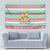 Merry Chickmas Christmas Tapestry with Yellow Cartoon Birds in Santa Hats and Red Green Snowflake Pattern - Wonder Print Shop