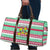 Merry Chickmas Christmas Travel Bag with Yellow Cartoon Birds in Santa Hats and Red Green Snowflake Pattern - Wonder Print Shop