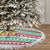 Merry Chickmas Christmas Tree Skirt with Yellow Cartoon Birds in Santa Hats and Red Green Snowflake Pattern - Wonder Print Shop