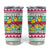 Merry Chickmas Christmas Tumbler Cup with Yellow Cartoon Birds in Santa Hats and Red Green Snowflake Pattern - Wonder Print Shop