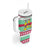 Merry Chickmas Christmas Tumbler With Handle with Yellow Cartoon Birds in Santa Hats and Red Green Snowflake Pattern - Wonder Print Shop