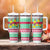 Merry Chickmas Christmas Tumbler With Handle with Yellow Cartoon Birds in Santa Hats and Red Green Snowflake Pattern - Wonder Print Shop