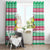 Merry Chickmas Christmas Window Curtain with Yellow Cartoon Birds in Santa Hats and Red Green Snowflake Pattern - Wonder Print Shop