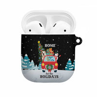 Merry Christmas Bulldog And Snowman AirPods Case Dog Snowman Christmas Tree and Red Car Winter Scene - Wonder Print Shop