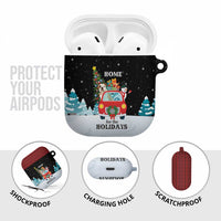 Merry Christmas Bulldog And Snowman AirPods Case Dog Snowman Christmas Tree and Red Car Winter Scene - Wonder Print Shop