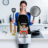 Merry Christmas Bulldog And Snowman Apron Dog Snowman Christmas Tree and Red Car Winter Scene - Wonder Print Shop