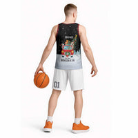 Merry Christmas Bulldog And Snowman Basketball Jersey Dog Snowman Christmas Tree and Red Car Winter Scene - Wonder Print Shop