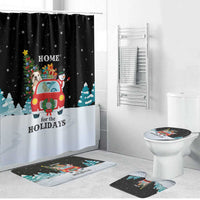 Merry Christmas Bulldog And Snowman Bathroom Set Dog Snowman Christmas Tree and Red Car Winter Scene - Wonder Print Shop