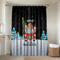 Merry Christmas Bulldog And Snowman Bathroom Set Dog Snowman Christmas Tree and Red Car Winter Scene - Wonder Print Shop
