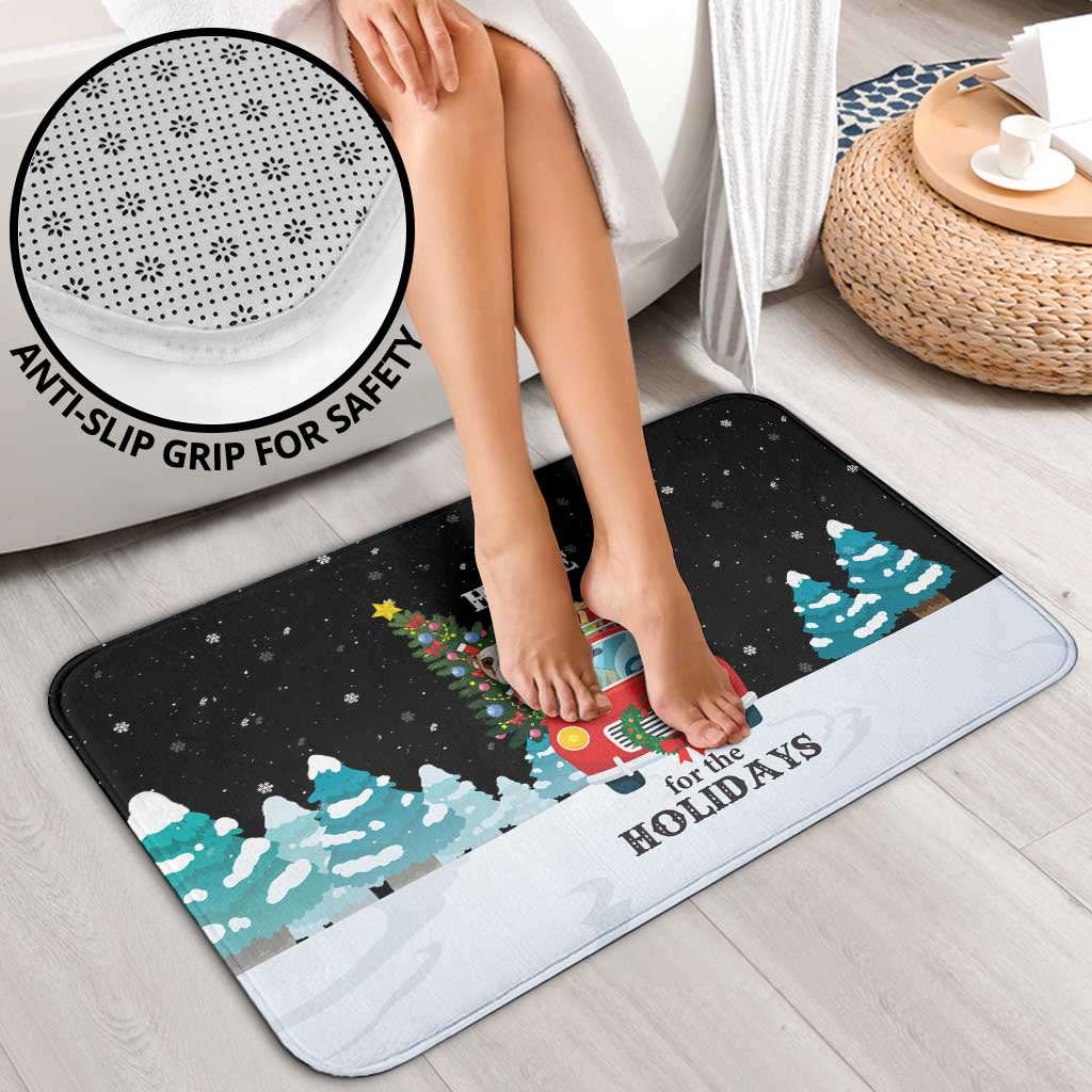 Merry Christmas Bulldog And Snowman Bathroom Set Dog Snowman Christmas Tree and Red Car Winter Scene - Wonder Print Shop