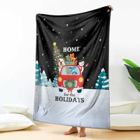 Merry Christmas Bulldog And Snowman Blanket Dog Snowman Christmas Tree and Red Car Winter Scene - Wonder Print Shop