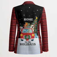 Merry Christmas Bulldog And Snowman Blazer Dog Snowman Christmas Tree and Red Car Winter Scene - Wonder Print Shop