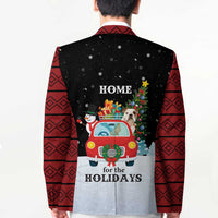 Merry Christmas Bulldog And Snowman Blazer Dog Snowman Christmas Tree and Red Car Winter Scene - Wonder Print Shop