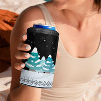 Merry Christmas Bulldog And Snowman 4 in 1 Can Cooler Tumbler Dog Snowman Christmas Tree and Red Car Winter Scene - Wonder Print Shop