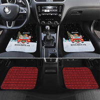 Merry Christmas Bulldog And Snowman Car Mats Dog Snowman Christmas Tree and Red Car Winter Scene - Wonder Print Shop