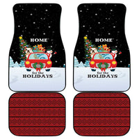 Merry Christmas Bulldog And Snowman Car Mats Dog Snowman Christmas Tree and Red Car Winter Scene - Wonder Print Shop