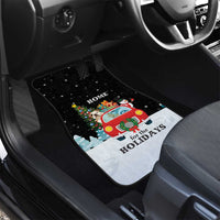 Merry Christmas Bulldog And Snowman Car Mats Dog Snowman Christmas Tree and Red Car Winter Scene - Wonder Print Shop