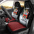 Merry Christmas Bulldog And Snowman Car Seat Cover Dog Snowman Christmas Tree and Red Car Winter Scene - Wonder Print Shop