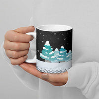 Merry Christmas Bulldog And Snowman Ceramic Mug Dog Snowman Christmas Tree and Red Car Winter Scene - Wonder Print Shop