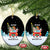 Merry Christmas Bulldog And Snowman Ceramic Ornament Dog Snowman Christmas Tree and Red Car Winter Scene - Wonder Print Shop