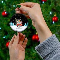 Merry Christmas Bulldog And Snowman Ceramic Ornament Dog Snowman Christmas Tree and Red Car Winter Scene - Wonder Print Shop