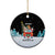 Merry Christmas Bulldog And Snowman Ceramic Ornament Dog Snowman Christmas Tree and Red Car Winter Scene - Wonder Print Shop