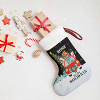 Merry Christmas Bulldog And Snowman Christmas Stocking Dog Snowman Christmas Tree and Red Car Winter Scene - Wonder Print Shop