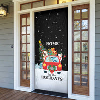 Merry Christmas Bulldog And Snowman Door Cover Dog Snowman Christmas Tree and Red Car Winter Scene - Wonder Print Shop