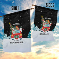Merry Christmas Bulldog And Snowman Garden Flag Dog Snowman Christmas Tree and Red Car Winter Scene - Wonder Print Shop