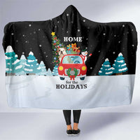 Merry Christmas Bulldog And Snowman Hooded Blanket Dog Snowman Christmas Tree and Red Car Winter Scene - Wonder Print Shop