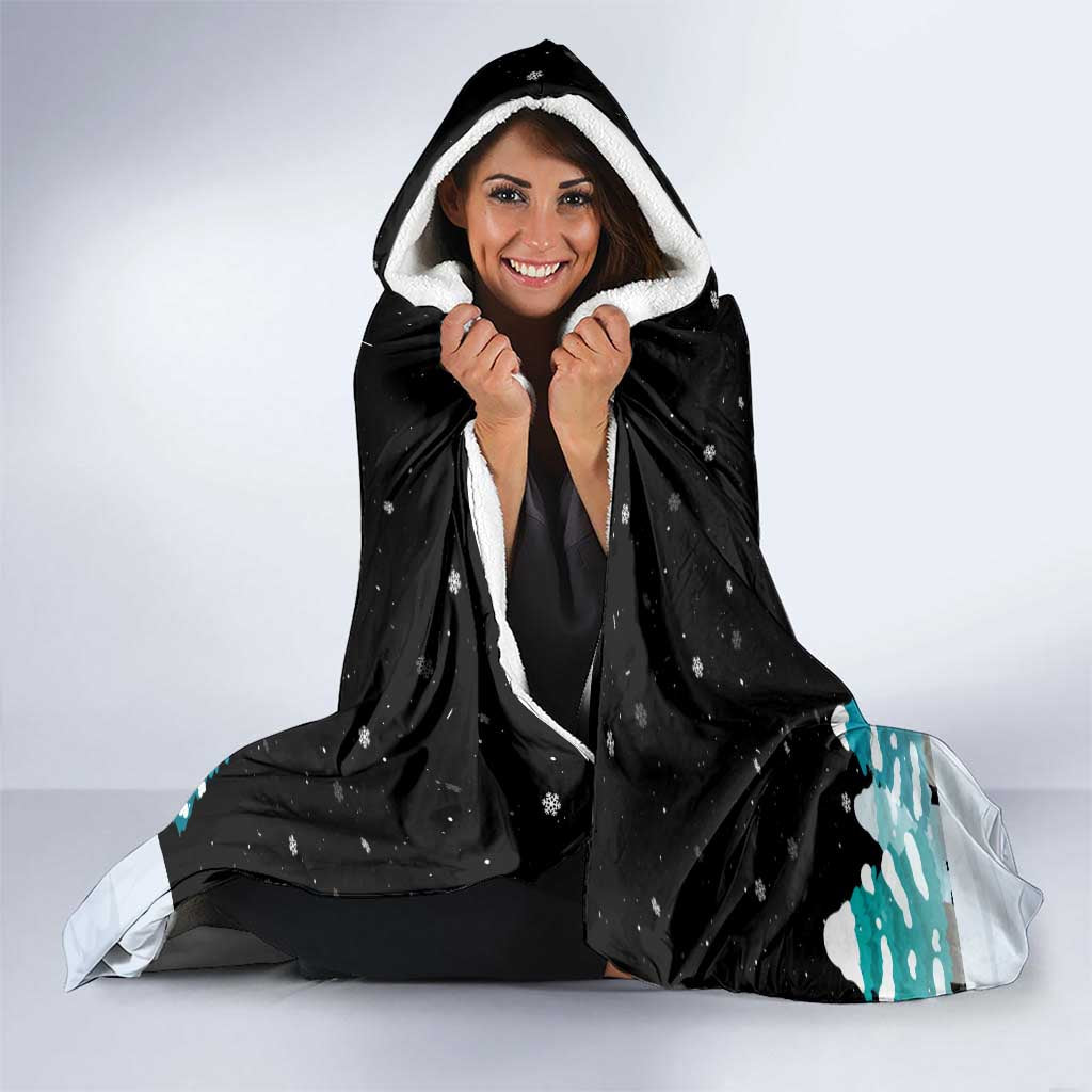 Merry Christmas Bulldog And Snowman Hooded Blanket Dog Snowman Christmas Tree and Red Car Winter Scene - Wonder Print Shop