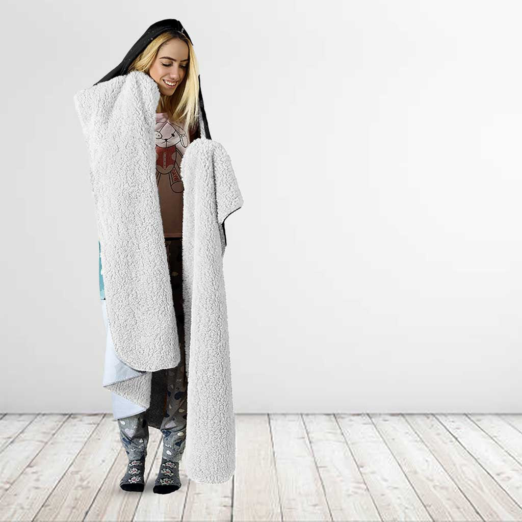 Merry Christmas Bulldog And Snowman Hooded Blanket Dog Snowman Christmas Tree and Red Car Winter Scene - Wonder Print Shop