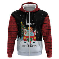 Merry Christmas Bulldog And Snowman Hoodie Dog Snowman Christmas Tree and Red Car Winter Scene - Wonder Print Shop